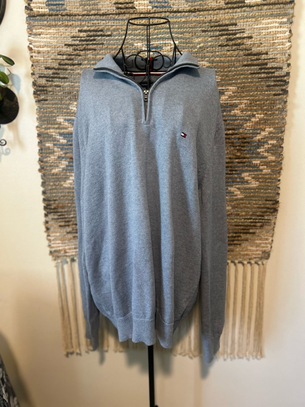 Tommy Hilfiger Men's Light Blue Quarter-Zip Sweater